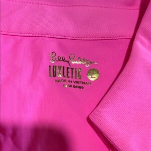 Lilly Pulitzer Hot Pink Performance Polo with Gold Logo